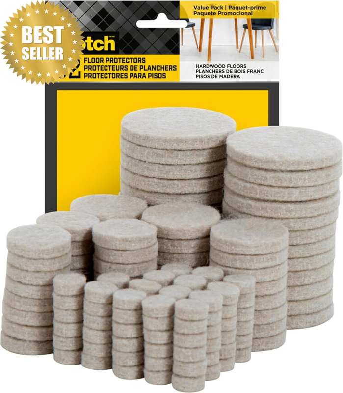 Felt Pads 162 PCS Beige, Felt Furniture Pads for Protecting Hardwood Floors, Rou