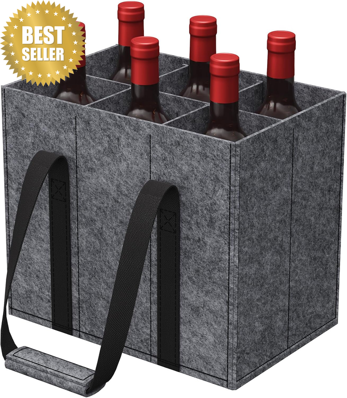 Bottle Bag, Felt Bottle Bag, Foldable Felt Bottle Carrier Bag with Handle for Wi