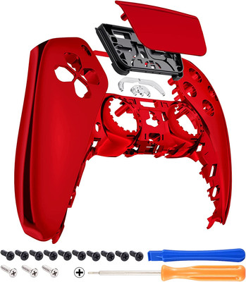 Chrome Red Glossy Touchpad Front Top Shell Compatible with Ps5 Controller BDM-01