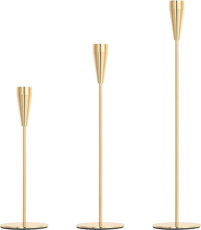 S Set Of 3 For Taper Candles, Elegant Long Candle Holde