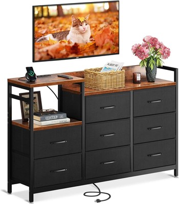 With Charging Station, 52'' Long Tv Stand For Living Room Tv