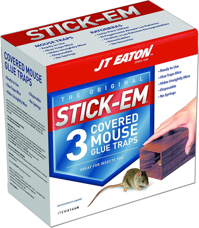 144N Stick-Em Covered Mouse Glue Trap, 3, Brown/A