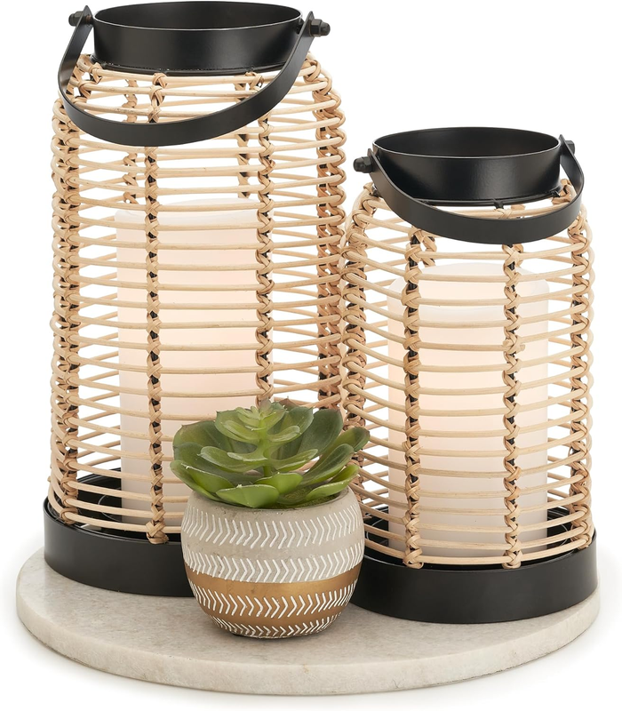 Natural Rattan Boho Lanterns - Handcrafted Chic Decor to Enhance Your Home - Mod