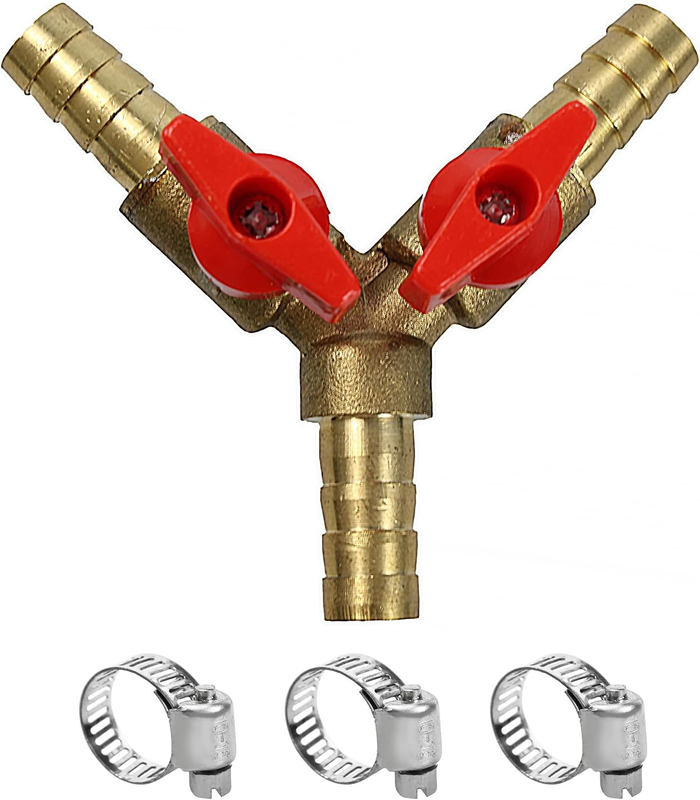 3 Way Shut off Ball Valve 3/8" Hose Barb for Water Fuel Air