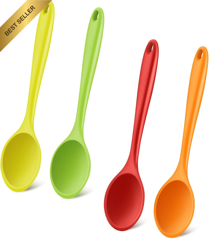 Silicone Spoons for Cooking and Baking, Nonstick Stirring and Serving Spoons 4-P