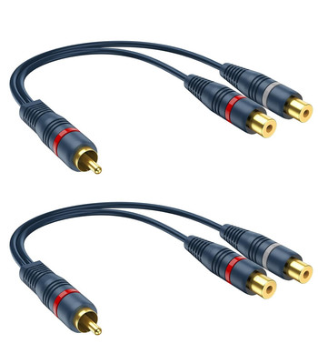RCA Splitter 1 Male 2 Female 2 Pack, RCA Y Splitter RCA Cable Audio Video Splitt
