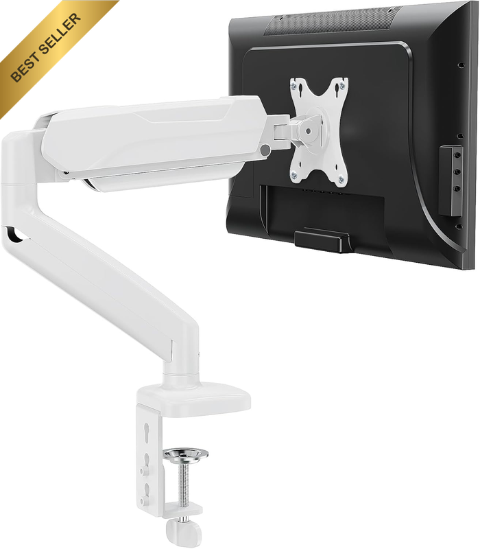 Single Monitor Desk Mount Gas Spring Arm for 13-32" Screens VESA Adjustable Whit