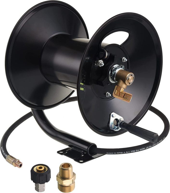 Heavy-Duty High-Pressure Washer Hose Reel 150Ft w/ 3/8