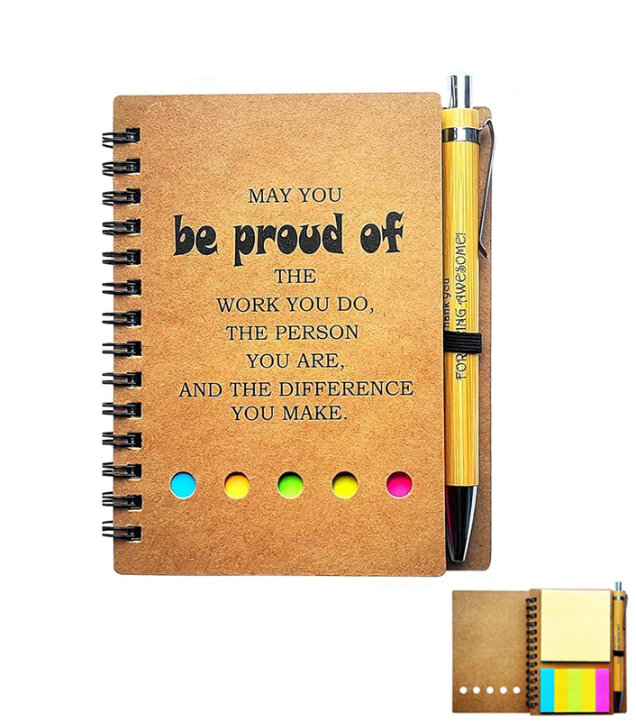 IKEEPVOX Inspirational Spiral Notebook with Sticky Notes & Pen
