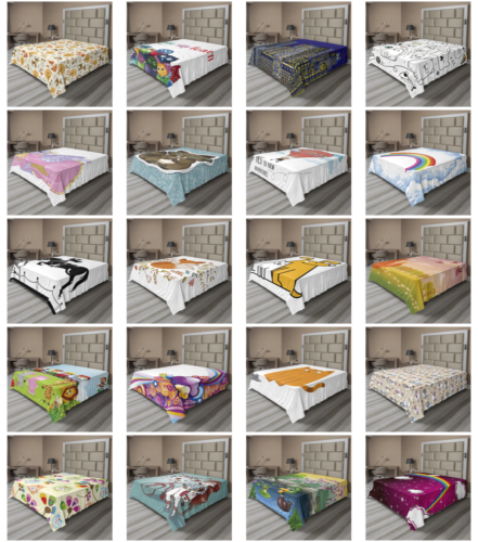 Ambesonne Cartoon Flat Sheet Top Sheet Decorative Bedding 6 Sizes