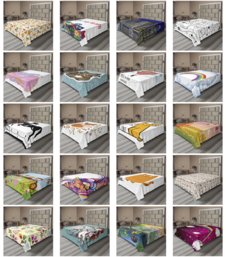 Ambesonne Cartoon Flat Sheet Top Sheet Decorative Bedding 6 