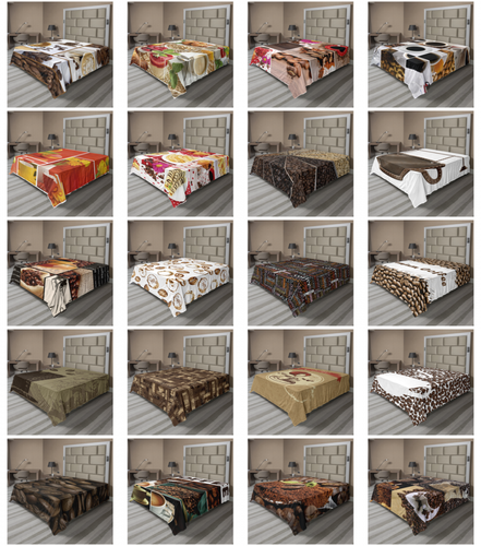Ambesonne Coffee Print Flat Sheet Top Sheet Decorative Bedding 6 Sizes