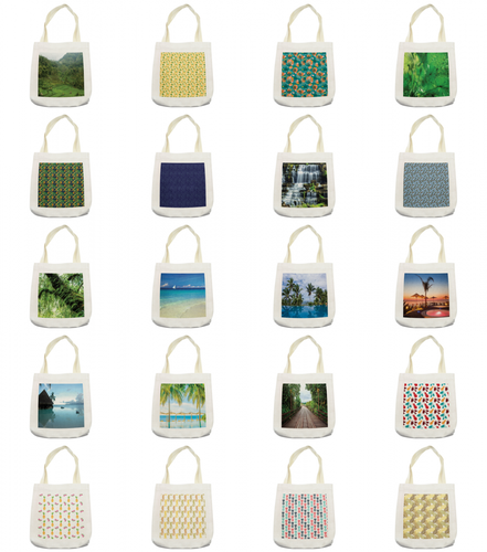Ambesonne Tropical Jungle Tote Bag Reusable Linen Sack Shopp