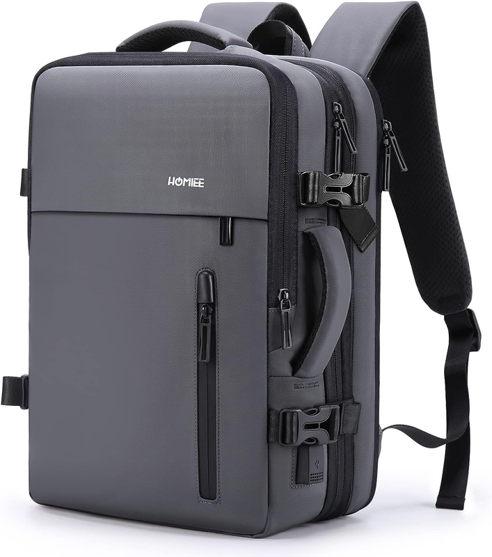 Carry on Backpack Extra Large 40L Travel Bag Expandable Hand Luggage Dark Grey