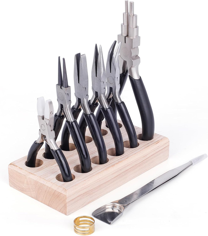 9-Piece Jewelry Pliers Set with round Nose & Nylon Jaw Pliers for Jewelry Making