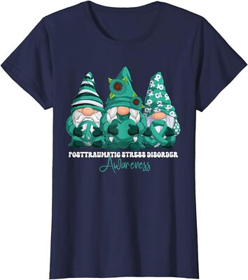 Teal Ribbon Posttraumatic Stress Disorder Awareness Ladies' Crewneck T-Shirt