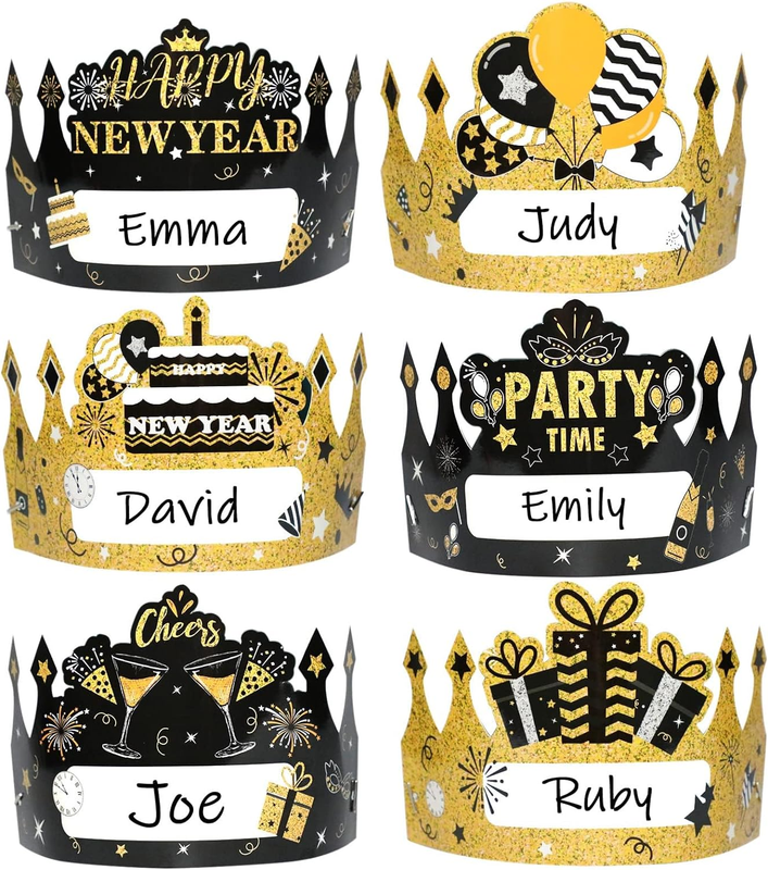 24Pcs Happy New Year Party Hats Crown2024 for Adults Kids New Year Eve Caps Hats