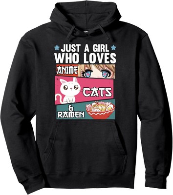 Otaku Just A Girl Who Loves Anime Cats & Ramen Noods Lover Pullover Hoodie