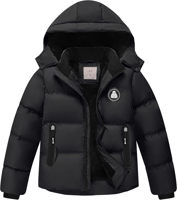 Boys' Winter Coat Kids Puffer Winter Jacket Thick Fleece Lined Warm Hooded Outerwear Coats for Boys Girls (4-15)