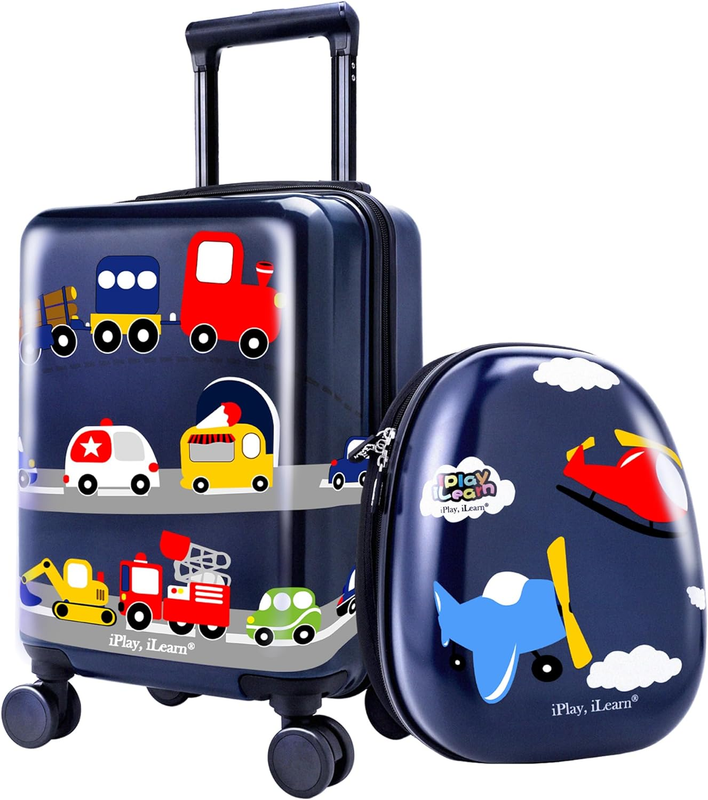 Iplay, Ilearn Kids Carry on Luggage Set, 18" Hardside Rollin