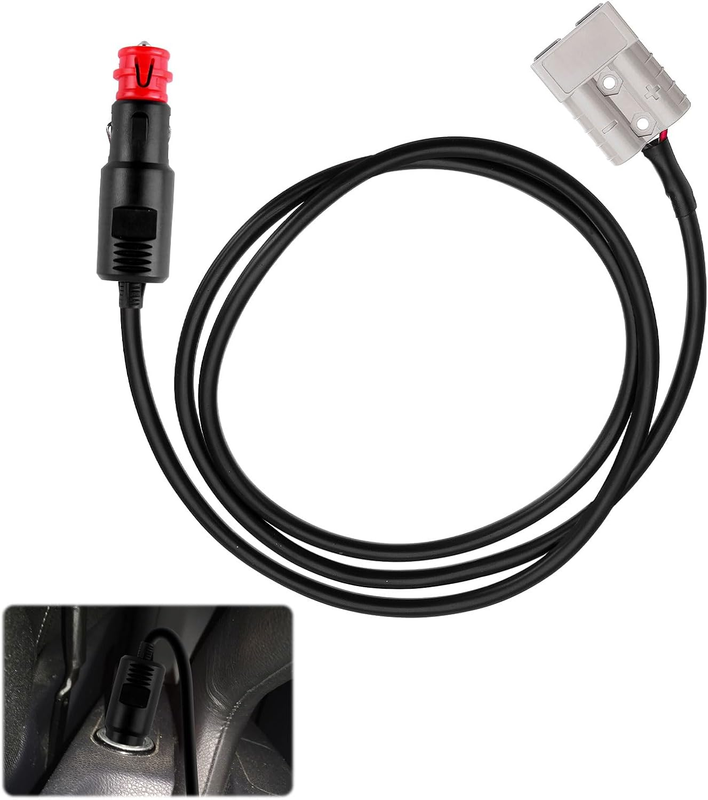 12V 2M Cigarette to Anderson Plug Extension Cable, 50A 16AWG Anderson Plug to Ci