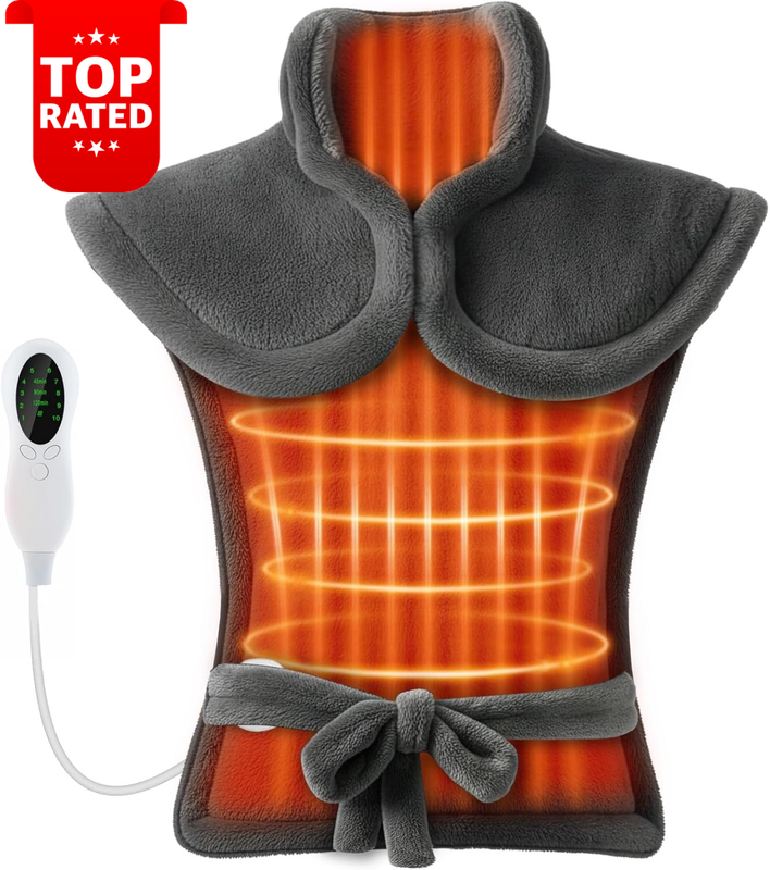Electric Heating Pad for Back Neck Pain Relief Wearable Heat Pack Vest Gray