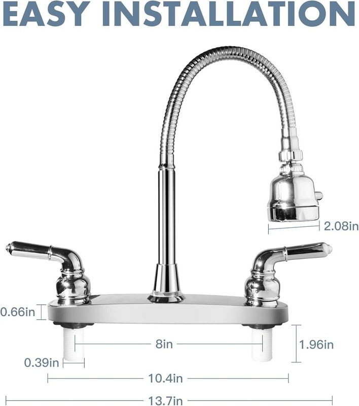 RV Sink Kitchen Faucet Replacement with Flexible Arc 360&deg; Rotatable Sprayer