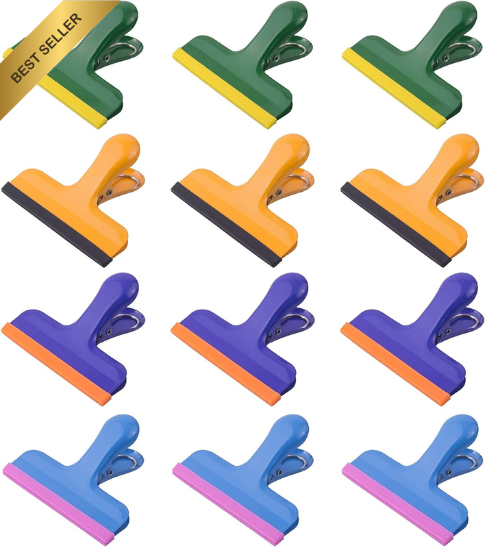 CROC JAWS Metal Bulldog Clips with Silicone Edge Cover, Pack of 12, Multicolour