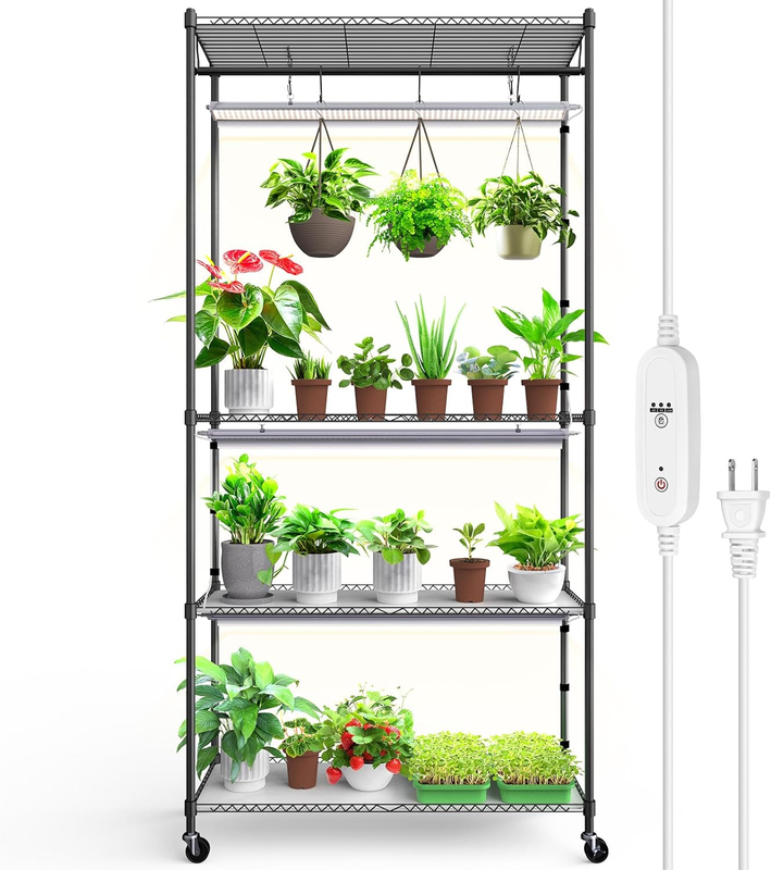 Plant Stand with Grow Light, 3FT T5 5000K 36W 3 Packs LED Full