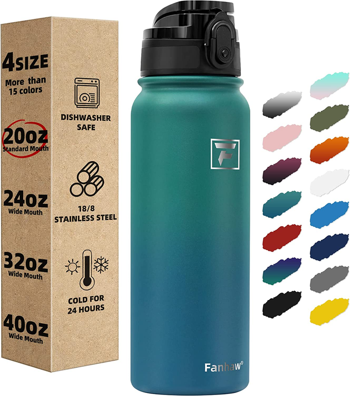 Insulated Water Bottle with Chug Lid - 20 Oz Double-Wall Vacuum Stainless Steel