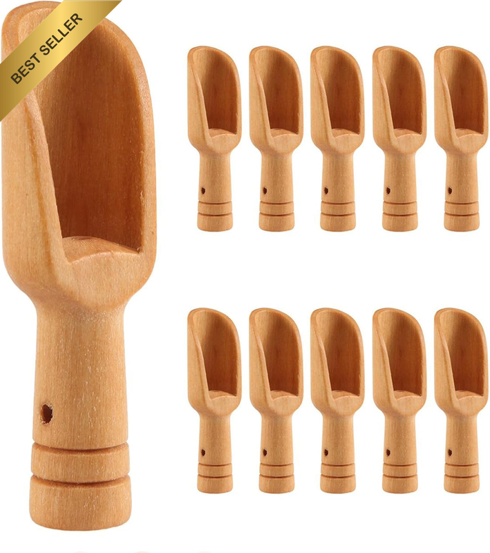 Mini Wooden Spoons - 8 PCS Small Scoops for Jars, Sugar Scrubs, Spices, Bath Sal