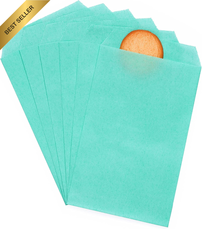 Aqua-Blue Flat Small Greaseproof Paper Bags 3