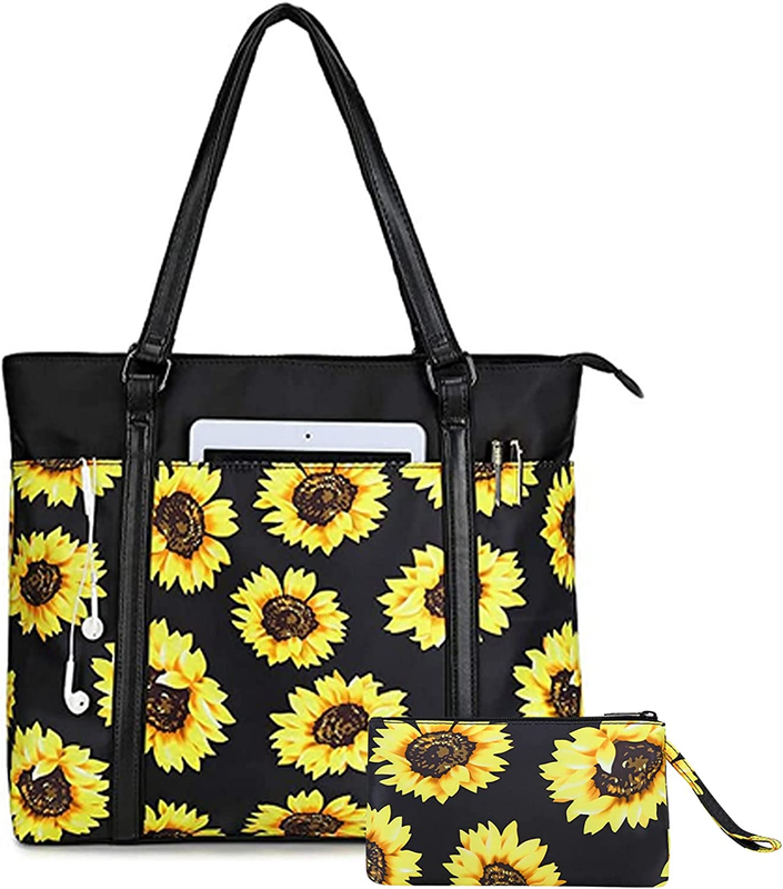 Laptop Tote Bag for Women Teacher Shoulder Bags Fits 15.6 Inch Computer Work Pur