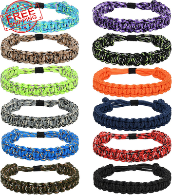 12 Pcs Paracord Bracelets for Men Boys Kids Survival Bracelet Teen