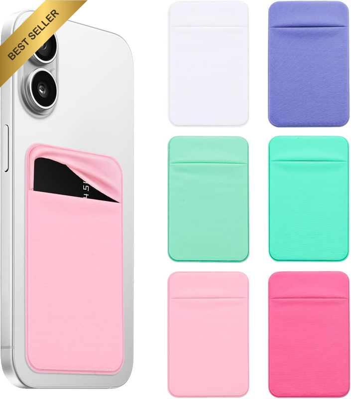6 Pack Card Holder for Phone Case, Stretchy Back of Phone Wallet Stick on Pocket