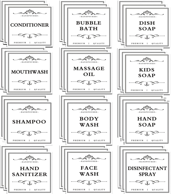 36 PCS Printed Waterproof Labels for Shampoo and Conditioner Bottles,Bathroom So