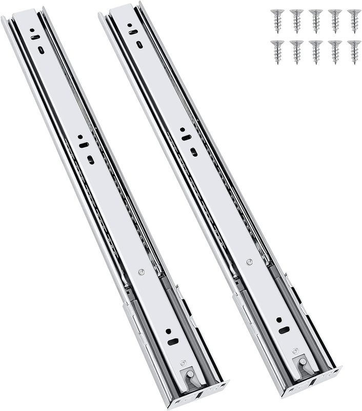 16 Inch Soft Close Side Mount Drawer Slides, 3 Folds Full Extension Ball Bearing