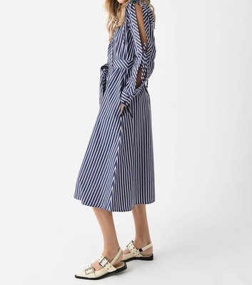 Pre-owned Evi Grintela Kaori Dress In Blue/red Stripe - Size L