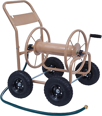 870-M1-2 Industrial 4-Wheel Garden Hose Reel Cart, Holds 300-Feet