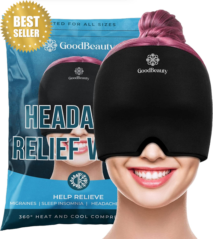 Headache Relief Hat Migraine Cap, Wearable Ice Head Cover for Migraine, Tension 