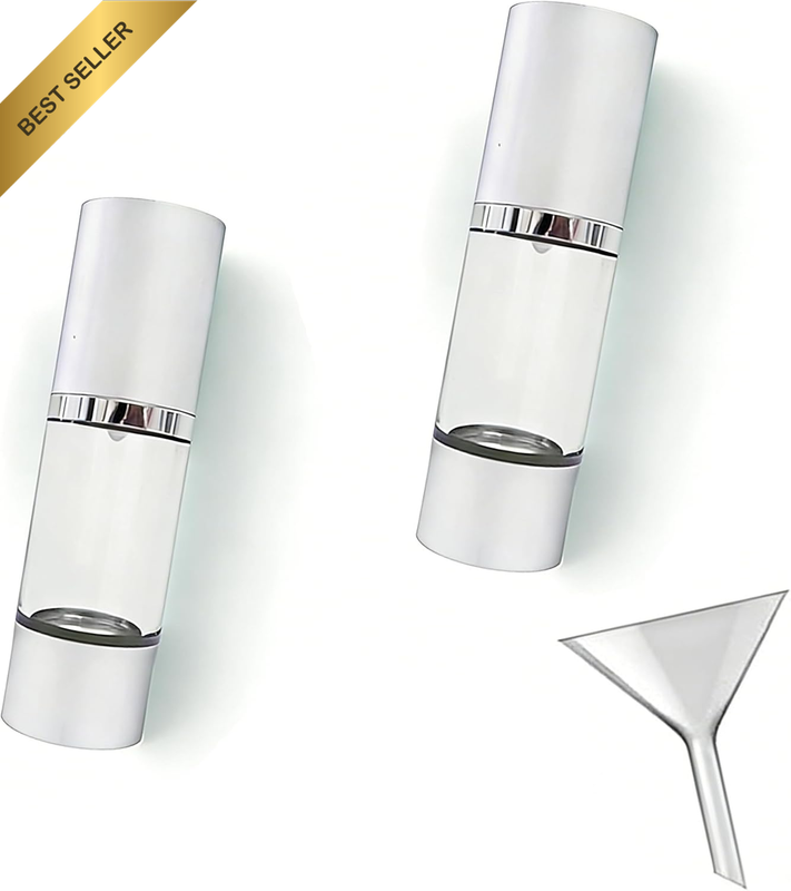 2 Pcs Sterile Airless Pump Bottle 1 Oz Refillable Vacuum Cosmetic Container Ligh