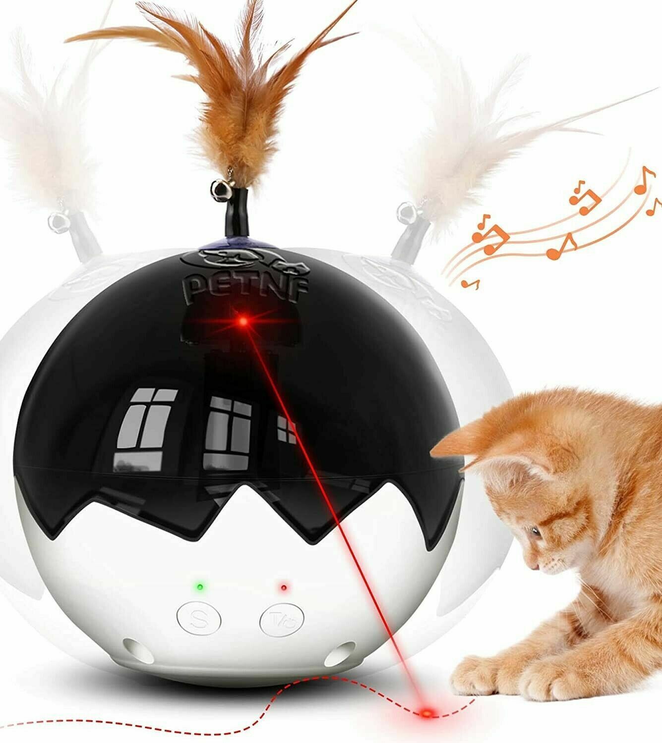 3 in 1 Cat Laser Toy Ball-Laser Pointer Tumbler and Feather - USB Rechargeable