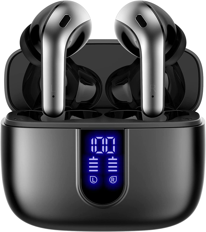 Bluetooth Headphones Wireless Earbuds Playback LED Power Wireless Charging Mic 