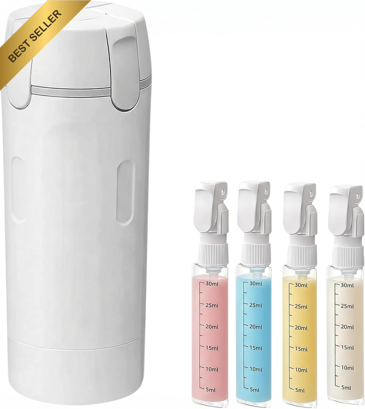 4 in 1 Travel Dispenser Bottle Set, Leak-Proof, Lightweight, Refillable Squeeze