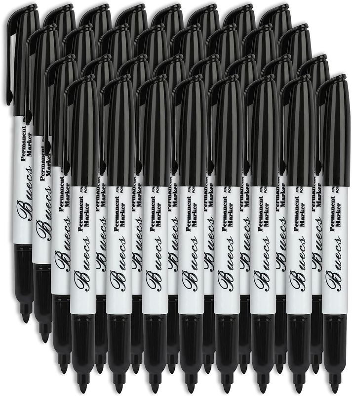 Permanent Markers, 80 Count Black Permanent Markers, Fine Po