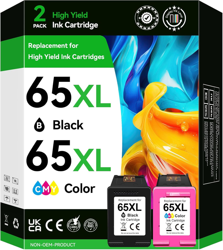High Yield 65XL Black Color Ink Compatible for HP 65 Ink Cartridges, Compatible