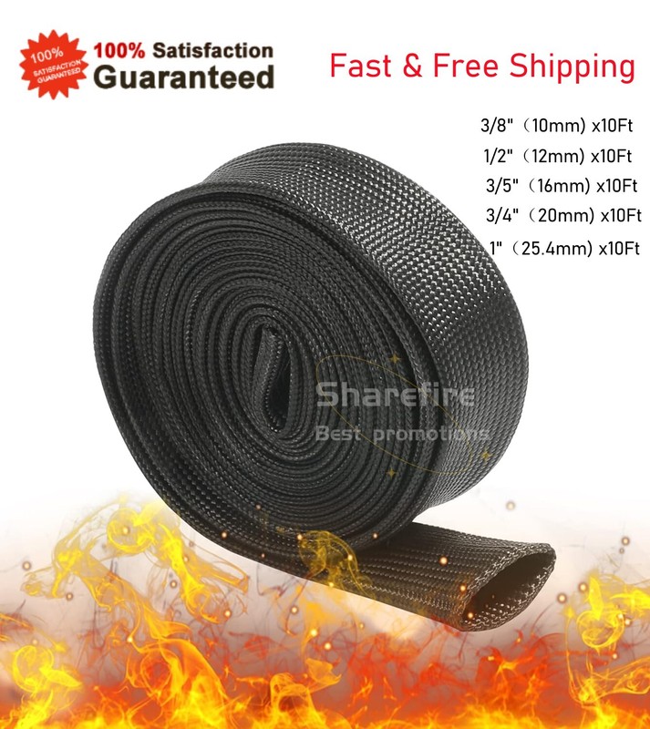 Heat Shield Fire Sleeve Insulated Wire Hose Cover Wrap Loom