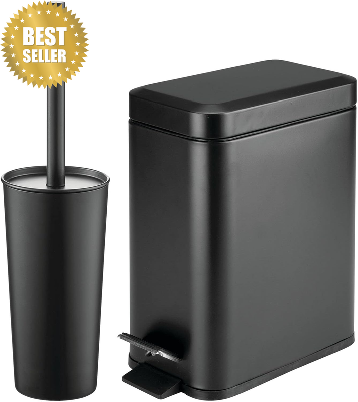 Metal Freestanding Slim Toilet Bowl Brush and Holder + Rectangle Narrow 5 Liter
