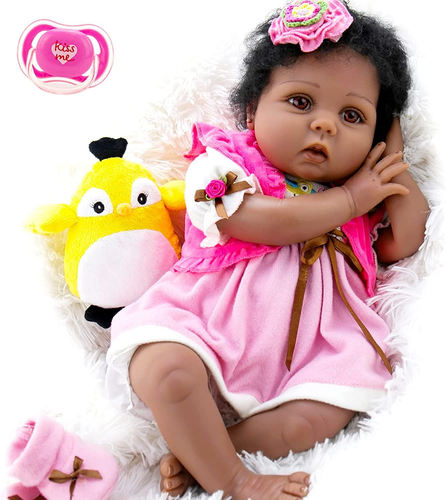 Black 22 Inch Realistic African American Newborn Girl...