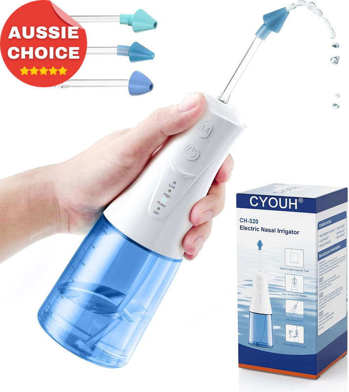 Electric Neti Pot Nasal Irrigation System 300ml Cordless Nose Wash Machine Blue